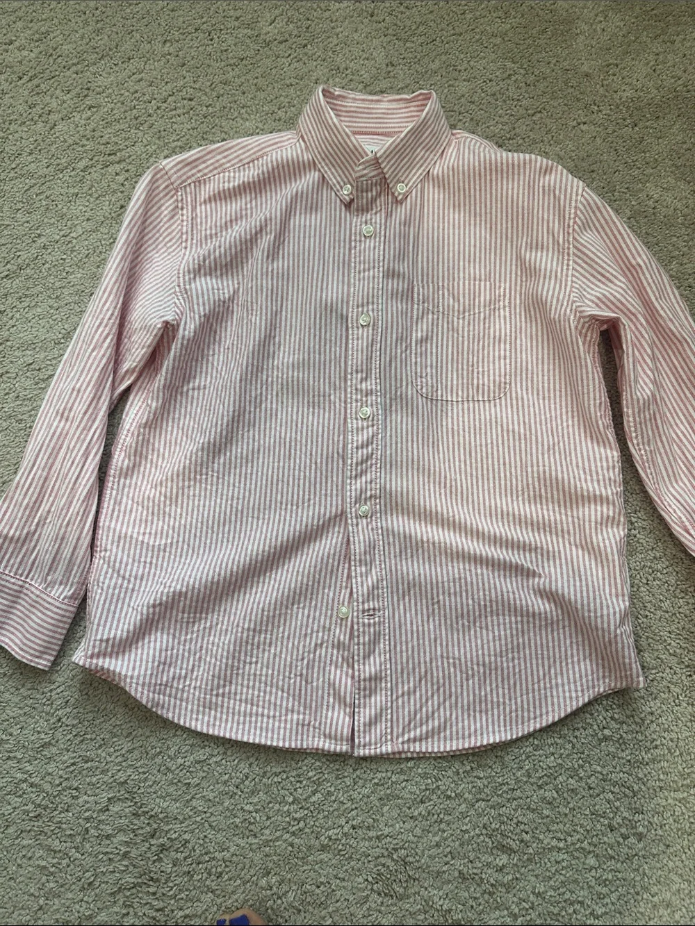 GAP Kids Pink and White Striped Button-Down Oxford Shirt